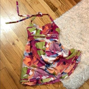 Guess color splashed halter dress